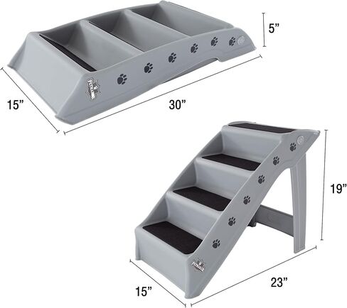 Pet Stairs – Safe and Durable Indoor or Outdoor Ramp with 4 Step Design – Cat or Dog Steps for Home and Vehicle by PETMAKER (Tan) in Saudi Arabia