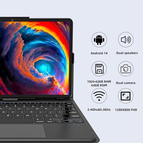 تابلت 10 بوصة أندرويد 14، 10 جيجابايت رام + 64 جيجابايت روم، كمبيوتر لوحي ثماني النواة مع نظام تحديد المواقع العالمي، 8000 مللي أمبير، شاشة 1280 × 800 فل اتش دي، كاميرا مزدوجة 5 ميجابكسل + 8 ميجابكسل، واي فاي، بلوتوث، نظام تحديد المواقع in Kuwait