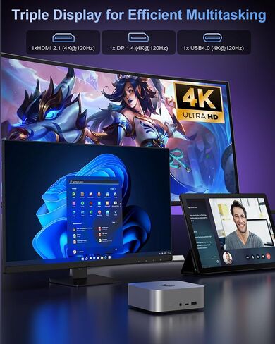 Beelink Mini PC, AMD Ryzen 7 5800H (8C/16T, up to 4.4GHz, 54W TDP), Mini Computer 16GB DDR4 1TB PCIe3.0 SSD, Support 4K@60Hz Triple Display/WiFi 6/BT5.2/USB3.2/Gaming/Office/Home Desktop PC in Saudi Arabia