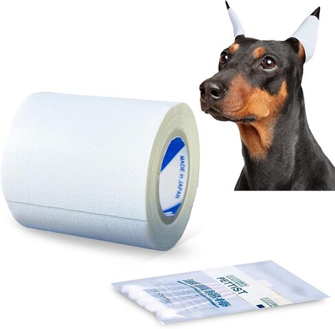 Ear Tape for Dogs 2 Pack with Dog Ear Cleaner Cotton Swabs, Self Adhesive Cotton Tape for Dog Ear Protection and Support, Ear Care Set for Dogs (Tape Width_1 inch(25mm)) in Kuwait