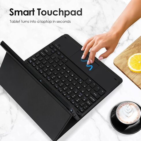 حالة لوحة مفاتيح لاما اللمس لسيارة Samsung Galaxy Tab A8 10.5 "، الإضاءة الخلفية ، حالة لوحة مفاتيح لاسلكية قابلة للفصل مع حامل القلم S لجالاكسي Tab A8 10.5" 2021 (SM-X200/X205/X207) ، Black in Kuwait