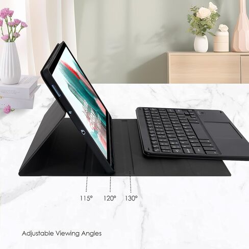 حالة لوحة مفاتيح لاما اللمس لسيارة Samsung Galaxy Tab A8 10.5 "، الإضاءة الخلفية ، حالة لوحة مفاتيح لاسلكية قابلة للفصل مع حامل القلم S لجالاكسي Tab A8 10.5" 2021 (SM-X200/X205/X207) ، Black in Kuwait
