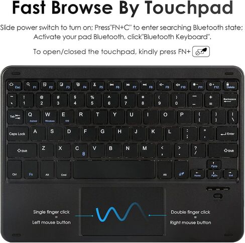 حالة لوحة مفاتيح لاما اللمس لسيارة Samsung Galaxy Tab A8 10.5 "، الإضاءة الخلفية ، حالة لوحة مفاتيح لاسلكية قابلة للفصل مع حامل القلم S لجالاكسي Tab A8 10.5" 2021 (SM-X200/X205/X207) ، Black in Kuwait