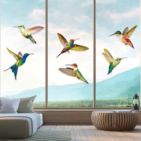 GMSD Hummingbird Window Clings Anti-Collision Window Clings Decals to Prevent Bird Strikes on Window Glass Non Adhesive Vinyl Cling Hummingbird Stickers (18 Pieces) in Kuwait