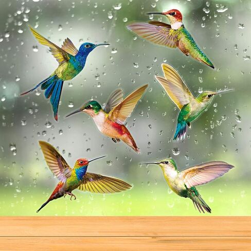 GMSD Hummingbird Window Clings Anti-Collision Window Clings Decals to Prevent Bird Strikes on Window Glass Non Adhesive Vinyl Cling Hummingbird Stickers (18 Pieces) in Kuwait