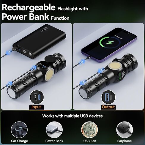 مصباح يدوي قابل لإعادة الشحن مرتفعات مصباح يدوي مصباح LED قابل للتكبير مع كوب جانبي ، ومصابيح كهربائية قوية باليد ، و linternas مقاومة للماء للتخييم في حالة الطوارئ المنزلية. in Kuwait