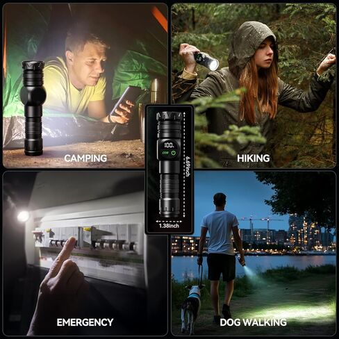 مصباح يدوي قابل لإعادة الشحن مرتفعات مصباح يدوي مصباح LED قابل للتكبير مع كوب جانبي ، ومصابيح كهربائية قوية باليد ، و linternas مقاومة للماء للتخييم في حالة الطوارئ المنزلية. in Kuwait