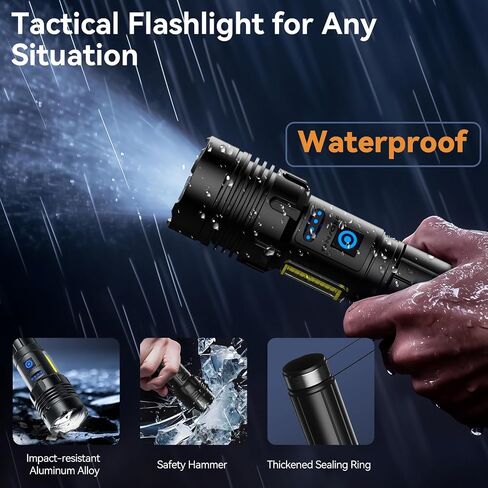 Rechargeable Flashlight High Lumens Super Bright Zoomable LED Flashlight with COB SideLight,Powerful Long Distance Handheld Flashlights,Waterproof Linternas for Camping Hiking Home Emergency Gift in Saudi Arabia