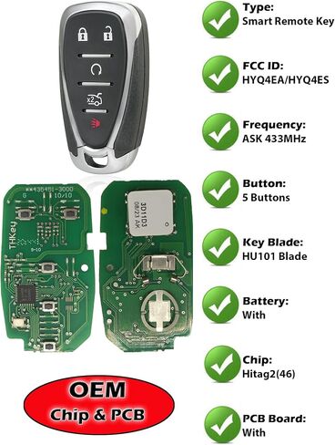 Smart Key for Chevrolet Blazer 2019-2025, Alliskeys 4-Buttons Proximity Remote Control Key Fob Replacement for Chevy Blazer Traverse Trailblazer Bolt EV 2018-2025 HYA4EA HYQ4ES in Saudi Arabia
