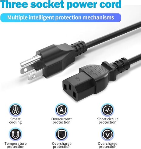 (2Pack 6FT) AC Power Cord 250V, CYD 3 Prong Power Cable for Desktop Computer, LCD Plasma TV, Scanner, PC, Printer, Amplifier, Speaker, Projector, Monitor Power Cord in Saudi Arabia