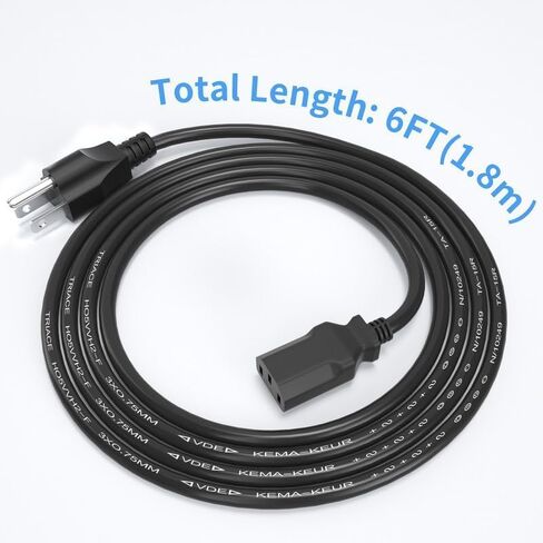 (2Pack 6FT) AC Power Cord 250V, CYD 3 Prong Power Cable for Desktop Computer, LCD Plasma TV, Scanner, PC, Printer, Amplifier, Speaker, Projector, Monitor Power Cord in Saudi Arabia