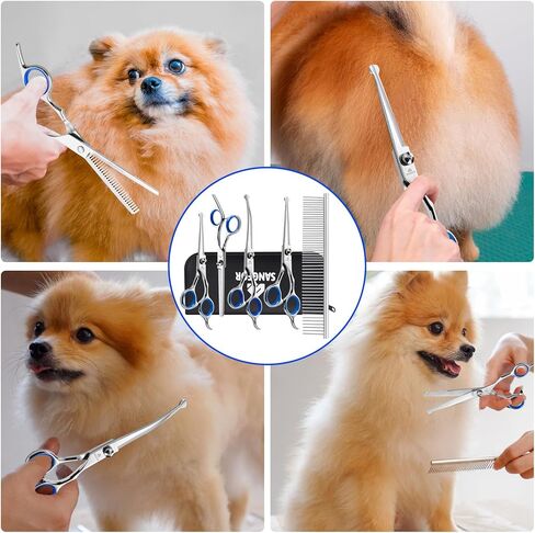 مقص العناية بالكلاب، مجموعة العناية بالكلاب والقطط 6 في 1، مقص للكلاب من الفولاذ المقاوم للصدأ 4CR للتزيين، مقص دائري للعناية بالكلاب والقطط والأرنب والحيوانات الأليفة الأخرى، مقص للعناية بالكلاب كهدايا لأصحاب الحيوانات الأليفة in Kuwait