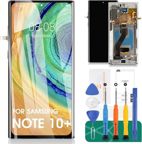 TFT for Samsung Note 10 Plus LCD Screen Replacement for Samsung Galaxy Note 10 Plus LCD Display for Galaxy SM-N975F ، SM-N975U LCD Touch Screen Digitizer Assembly REALL مع إطار (Silver) in Kuwait