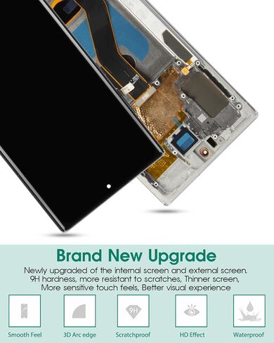 TFT for Samsung Note 10 Plus LCD Screen Replacement for Samsung Galaxy Note 10 Plus LCD Display for Galaxy SM-N975F ، SM-N975U LCD Touch Screen Digitizer Assembly REALL مع إطار (Silver) in Kuwait