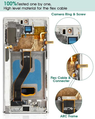 TFT for Samsung Note 10 Plus LCD Screen Replacement for Samsung Galaxy Note 10 Plus LCD Display for Galaxy SM-N975F ، SM-N975U LCD Touch Screen Digitizer Assembly REALL مع إطار (Silver) in Kuwait