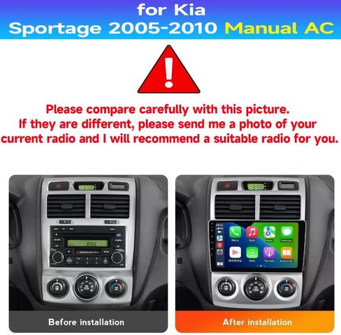 ستيريو راديو Car لـ Kia Sportage 2005-2010 Manual AC ، Android 13 ، 9 "IPS Touch Screen Upgrade Kit مع Car-Play و Android Auto ، GPS Navigation DSP SWC 5G WiFi Camera (8Core 8+256GB) in Kuwait