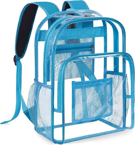 Clear Backpack Heavy Duty PVC Transparent Backpack Large Capacity Bookbag for Work Travel Security (Black) in Kuwait