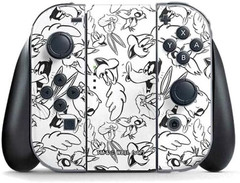 Skinit Decal Gaming Skin Compatible with Nintendo Switch (2017-2021) Joy-Con Controller - Officially Licensed Looney Tunes Identity Red Pattern Design in Saudi Arabia