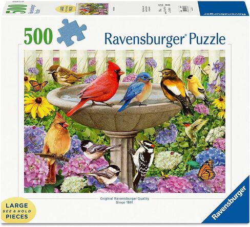 لغز الصور المقطوعة كبير الحجم من Ravensburger at The Birdbath 500 قطعة للبالغين - 16793 - كل قطعة فريدة من نوعها، تقنية Softclick تعني أن القطع تتناسب معًا بشكل مثالي in Saudi Arabia