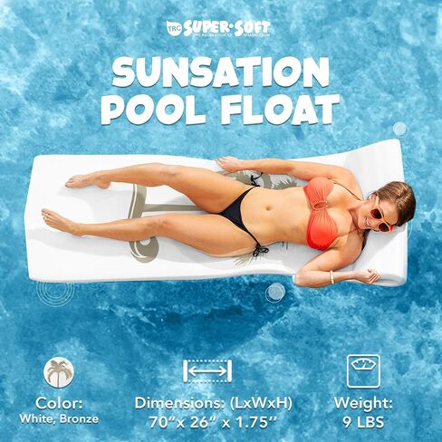 TRC Recreation Sunsation 1.75 بوصة سميكة الفينيل المغلفة رغوة حمام السباحة بساط السباحة مع وسادة لفة لدعم الرأس والرقبة، أصفر in Kuwait