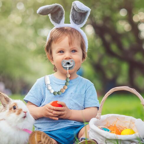 مشبك لهاية للاطفال الاولاد والبنات، حامل لهاية، مشابك بينكي محايدة لهدايا الاطفال، عبوة من قطعتين (بيج، بينك) in Kuwait