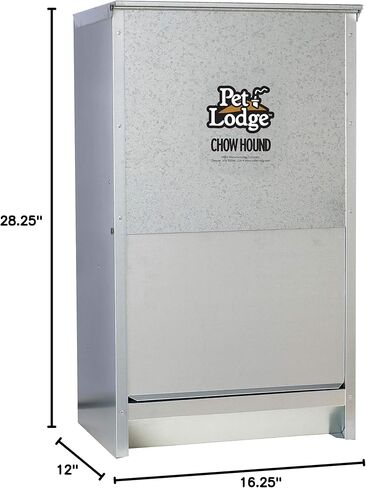 Pet Lodge® Automatic Dog Feeder | Chow Hound Outdoor Pet Feeder | Tough Galvanized Steel | Made in USA (25 lb) in Saudi Arabia