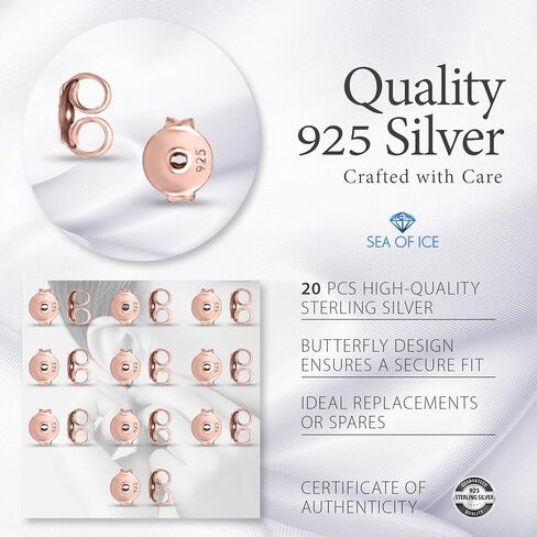 12 Pcs/ 6 Pairs Rose Gold Flashed Silver Butterfly Earring Backs Replacement for Stud Earrings Accessories DIY Tools, 5x4x3mm in Kuwait
