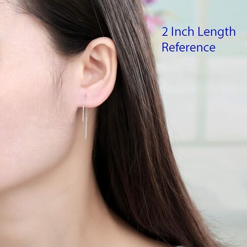 2pcs Adabele Real Gold Plated Sterling Silver Cute Dainty Threader Earring Findings Pull Through Threaded Long Chain Drop Tassel 5 inch Minimalist Jewelry Findings SS339-5 in Saudi Arabia