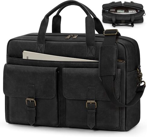 RAINSMORE Messenger Bag for Men 16 Inch Leather Laptop Bags Work Computer Briefcase Vintage Mens Satchel Shoulder Bag for Work, Office, Business, Travel, Brown in Kuwait