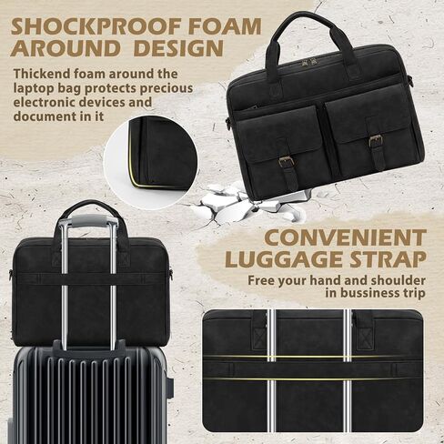 RAINSMORE Messenger Bag for Men 16 Inch Leather Laptop Bags Work Computer Briefcase Vintage Mens Satchel Shoulder Bag for Work, Office, Business, Travel, Brown in Kuwait