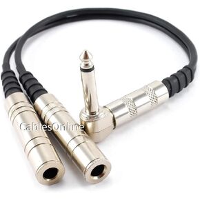 1ft CablesOnline 1/4in(6.35mm) Mono Male to Dual 1/4in(6.35mm) Mono Female Heavy-Duty Audio Y-Splitter Cable with Nickel Plated Contacts (AV-Y30RC)