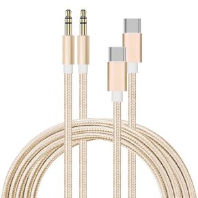 كابل مقبس Aux Aux Aux Aux Uux UX USB C (2-Pack 3ft/6ft) ، من النوع C إلى 3.5 ملم سلك ستيريو سيارة سماعات الرأس لـ iPhone 15 16 Pro Max ، Galaxy S24 S23 S22 S21 Ultra ، Note 20 10 ، Pixel 5 6 XL ، Pro (Black)