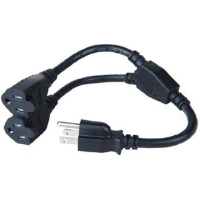 US 3 Prong 1 Male to 2 Female Power Cord Splitter