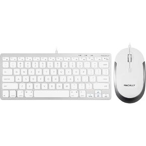 Macally Mini Wired Keyboard and a Quiet Wired Mouse, Office Essentials