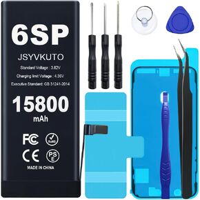 15800mAh Battery for iPhone 6S Plus, New 0 Cycle Upgraded Higher Capacity Replacement Battery for iPhone 6S Plus with Full Set Repair Tool Kit, Model A1634, A1687, A1699