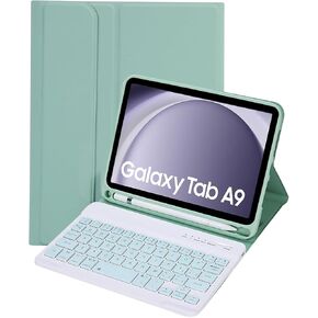 Keyboard Case for Samsung Galaxy Tab A9 8.7 Inch 2023, Detachable Keyboard with Pencil Holder, Protective Cover for Tab A9 8.7" Tablet SM-X110/X115/X117,Green
