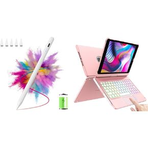 HOTLIFE Touchpad Keyboard Case for iPad 10.2 9th/8th/7th Gen, with Stylus Pen for iPad Pencil Compatible with 2018-2022