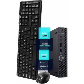 Dell Optiplex 3060 Mini PC | Windows 11 Pro | Intel i5-8500 | 8GB RAM + 250GB SSD | 5G WiFi + BT | Micro Desktop Computer | Keyboard + Mouse (Renewed)