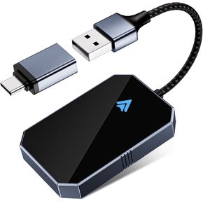 Android Auto Wireless Adapter for OEM Factory Wired Android Auto Car, Stable and Fast Convert Wired to Wireless Control Dongle, Plug & Play No Latency Easy Setup Fit for Android 11+ & Cars from 2017