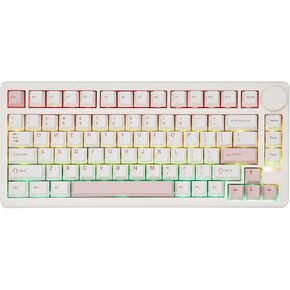 EPOMAKER QK81 75% Wireless Mechanical Gaming Keyboard, QMK/VIA Programmable and Hot-Swappable, 81 Keys with Metal Knob, 2.4Ghz/BT/USB, Creamy Gasket-Mount, RGB Backlight (White, Wisteria Switch)