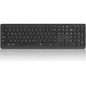 K9300 Wireless Bluetooth Keyboard (USB+BT1+BT2), Support Multi Device Switching, Full Size, Scissor-Switch Keys Silent Design for Computer, Laptop, MacBook and iPad.(Black)