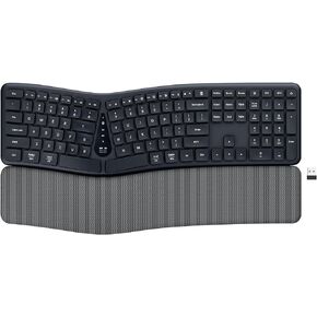 Timce Wireless Ergonomic Keyboard, Split Keyboard with Wrist Rest, USB-C Charging, Natural Typing, Bluetooth and USB Connectivity, Compatible with Windows/Mac