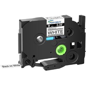 TZ TZe 9mm 0.35 inch Laminated White Tape Compatible for Brother P Touch TZ221 TZ-221 TZe-221 TZe221 Label Tape for PTD210 D400AD D600 PT-H100 PTH110 PT1290 PT-1230PC, 1 Pack Black on White
