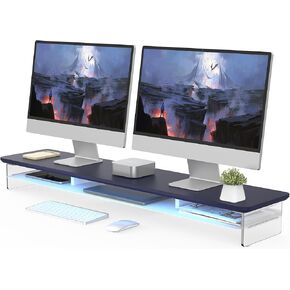 Fenge Acrylic Dual Monitor Stand Riser, 42.5 Inches, 2 Tier, Clear, Laptop Stand for PC, Laptop, Printer, TV