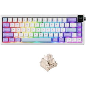 Wireless Mechanical Keyboard with Three Modes Hot Swappable RGB DIY Screen AK650(ZM Pink)