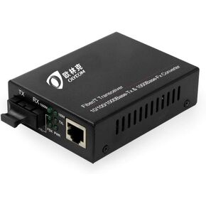 10/100/1000Mb/s Fiber Optic Media Converter Gigabit Ethernet Transceiver Duplex SC to RJ45 Optic Converter (SM, 40km, SC)