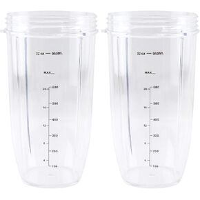 2 Pack 32 oz Tall Colossal Cup Replacement Part Compatible with Nutri Bullet 600W 900W Blenders NB-101B NB-101S NB-201