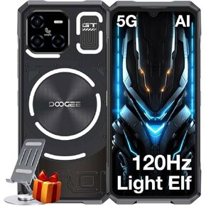 DOOGEE Blade GT AI 5G Rugged Phone Unlocked,LED Light Effect,6nm D7050 CPU,32GB+256GB/2TB,10.5mm Ultra-Thin Android 14 Rugged Smartphone,6.72" FHD+120Hz,48MP,5500mAh+18W,NFC/Face ID/Fingerprint/WiFi6