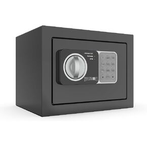 PATRON small safe box with key，mini safe for money，small coin safes for home with code，little jewelry lock box for kids，Wall or Cabinet Safe for personal items，0.236 Cubic Feet Black
