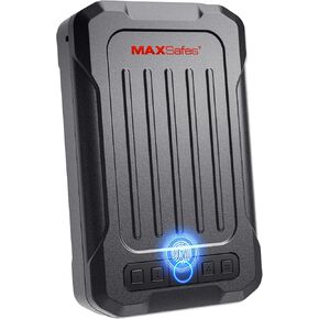 Portable Pistol Safe Biometric Gun Safe with Keys Quick Access Smart Fingerprint Handgun Safe, Keypad for Cars, Travel, Nightstand, Bedside 20002-SF